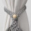 Boho leaf tassel curtain tiebacks cotton hand-knitted 2 pcs 3