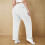 Calça feminina plus size lisa com cintura elástica e bolsos. 5