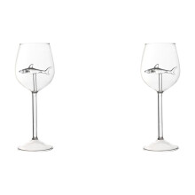 Verres à vin requin, gobelets rouges, lot de 2