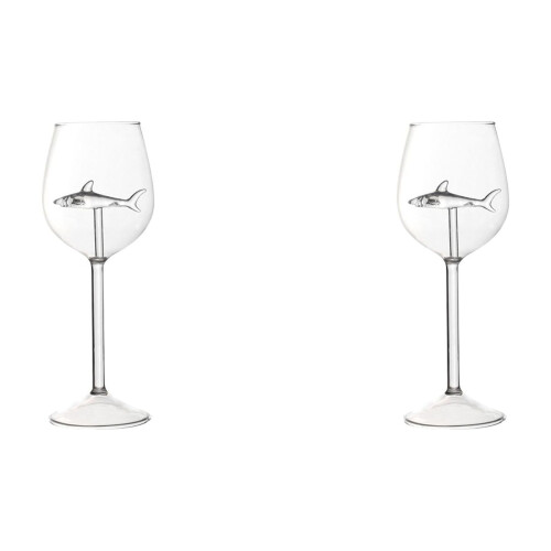 Verres à vin requin, gobelets rouges, lot de 2
