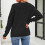 Schwarzer Damen-Strickpullover mit Rundhalsausschnitt, lockere Passform 4