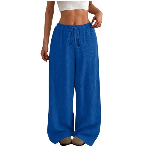 Calça esportiva feminina de cor sólida com cintura elástica e 1