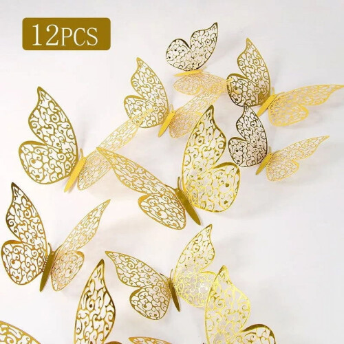 Vlinder Muurstickers 3D Metaal Hol 12-pack 1