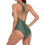 Damesbikini met buikcorrigerend effect, V-hals, open rug, effen kleur 4
