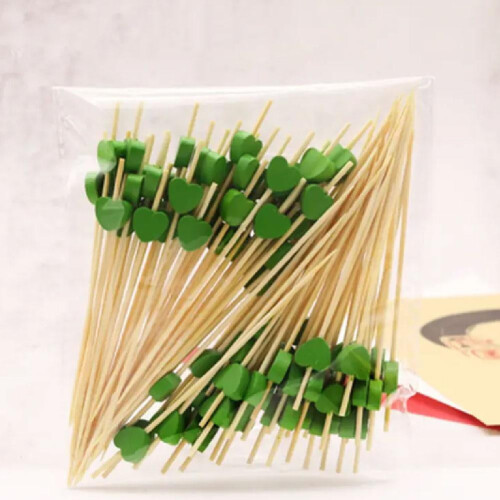 Palillos de bambú con forma de corazón para cócteles (100 unidades)