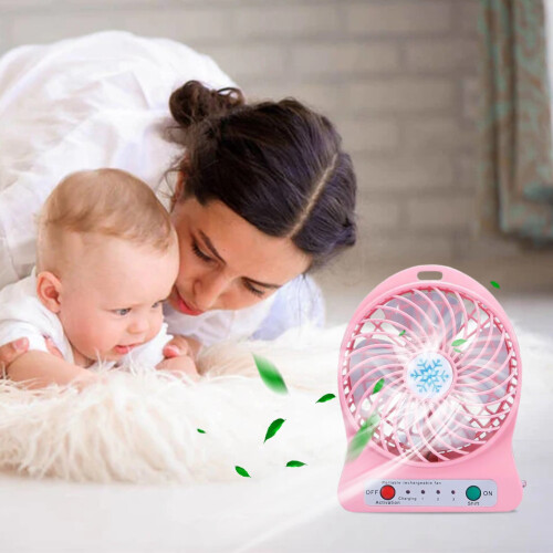 Mini desk fan with LED light and rechargeable battery 2