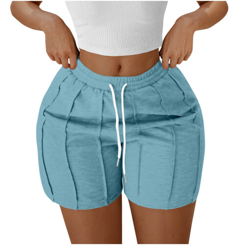 Kurze, enge Damen-Shorts mit elastischem Bund und Kordelzug, lässig 1