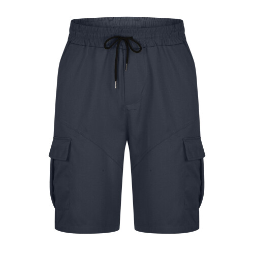 Short cargo homme uni, taille élastique et poches 2