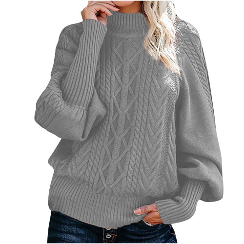 Damen-Strickpullover, Grau, Herbst/Winter, Dicker Pullover