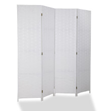Room Divider 4-Panel Folding Screen White 6FT