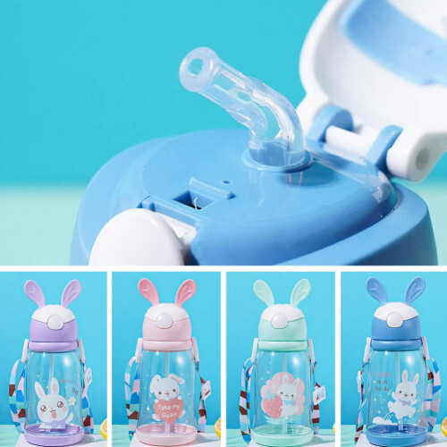 Draagbare plastic waterfles met rietje, 500 ml 1