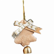 Enfeite de árvore de Natal de pelúcia macia com sino dourado