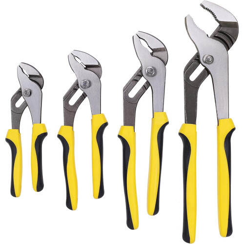 Groove Joint Pliers Set Bi-Material Handles 4-Pc
