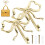 Brass Bowknot Wall Hooks Gold 2 pcs 7