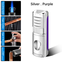 Briquet torche rechargeable 4 en 1 USB-C à triple flamme 140 g