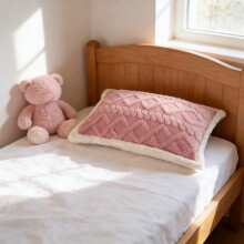 Taie d'oreiller en polaire rose, housse thermique d'hiver