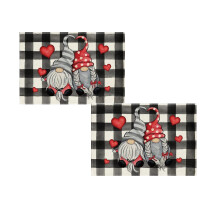 Sets de table à carreaux noirs et blancs style Buffalo pour la Saint-Valentin (lot de 2)