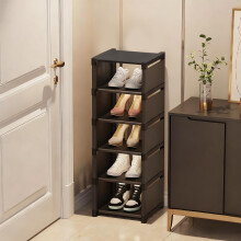 Étagère à chaussures noire à 6 niveaux, rangement gain de place pour porte