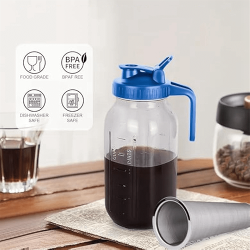 Caraffa in vetro per caffè freddo da 64 oz (1,9 litri) blu 1