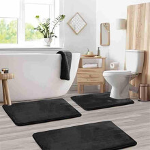 Ensemble de tapis de bain absorbant, doux et antidérapant 3 pièces