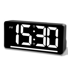 (black) Large Display Digital Alarm Clock with Temperature Night Light Table Clock for Bedroom Office Kitchen Living Room Home Decor