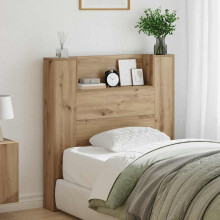 vidaXL Storage Headboard with LED Artisan Oak Engineered Wood