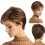 Pixie-Cut-Perücke, dunkelbraun mit blonden Strähnen, synthetisch 1