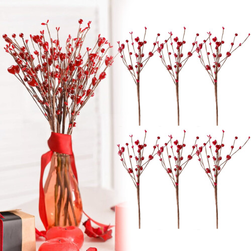 Hjärtformade bärpickor röda 6-pack