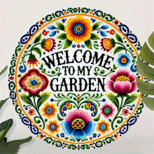 Rustiek welkomstbord voor de tuin, vintage plaquette, 7,8 x 7,8 inch.