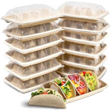 Supports à tacos en papier résistant à l'huile avec couvercles (24 pièces)