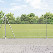 vidaXL Geschweißter Drahtzaun mit Betonsockel 25 x 1,2 m Silber Netz