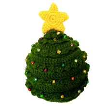 Gorro de Navidad de punto a crochet, accesorio cálido de invierno
