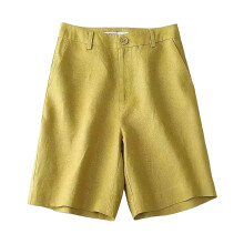 Damen-Shorts aus Baumwoll-Leinen-Mischgewebe, hochgeschnitten und mit Taschen