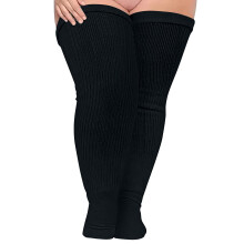 Damen-Overknee-Socken aus einfarbiger Baumwolle in Übergröße