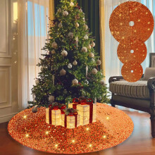 Jupe de sapin de Noël rouge en polyester 100 % (48 pouces)