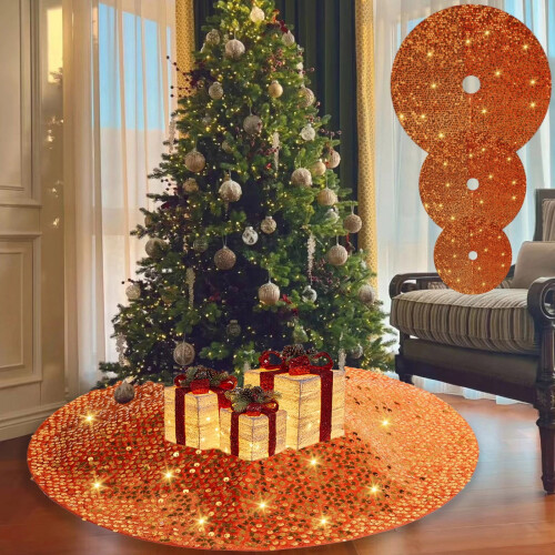 Jupe de sapin de Noël rouge en polyester 100 % (48 pouces)