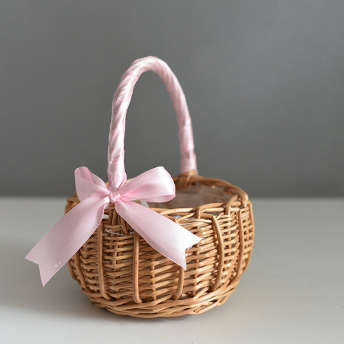 Flower Basket Woven Hand-Held Wicker Picnic Basket 2PCS