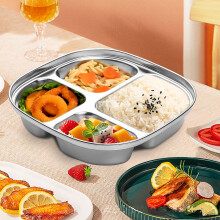 Assiette pour tout-petits Ă 4 compartiments en acier inoxydable 304 avec couvercle 17
