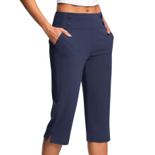 Women's High-Waisted Dressy Capri Pants Dark Blue S-5XL