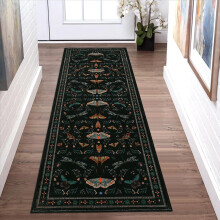 Insect Area Rug Soft Machine Washable 2'x6' Black