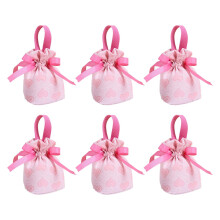 Sachets à dragées de mariage avec cordon de serrage et nœud en ruban (6 pièces)