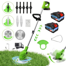 24V cordless lawn mower and grass trimmer with 2 batteries