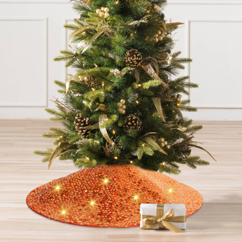 Jupe de sapin de Noël rouge en polyester 100 % (48 pouces) 1
