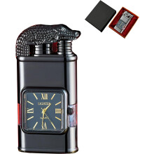 Accendino a butano antivento a doppia fiamma dal design vintage, ispirato agli orologi.