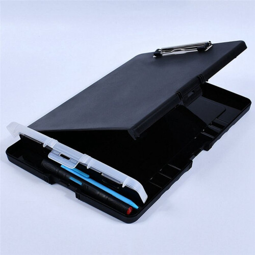 Clip Board Organizer Clipboards with Storage Nursing Clipboard Foldable File Folder Plastic Clipboard (Black) 1