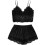 Women's satin lingerie set black plus size 1