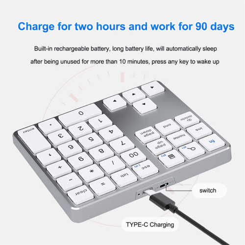 Bluetooth Numeric Keypad 2.4GHz Wireless Black 1