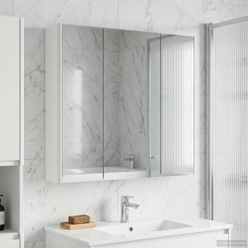 Vidaxl Bathroom Mirror Cabinet With Shelf White 73.5 X 15.5 X 70 Cm