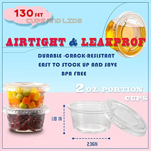 Jello Shot-kopper 2oz lufttætte, stabelbare plastik 130 stk. 1