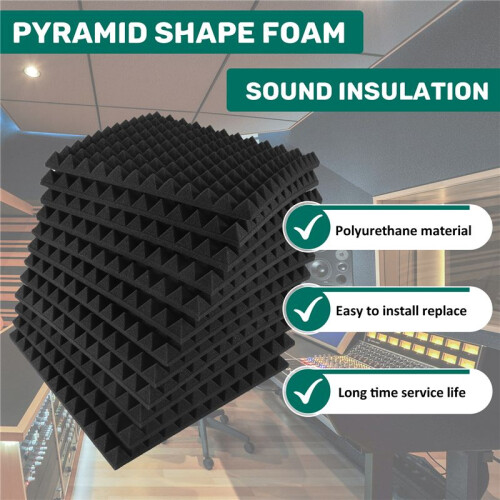 12 Pack Pyramid Shape Soundproof Foam Sound Proof Padding Treatment Panel for Echo Bass Insulation 2